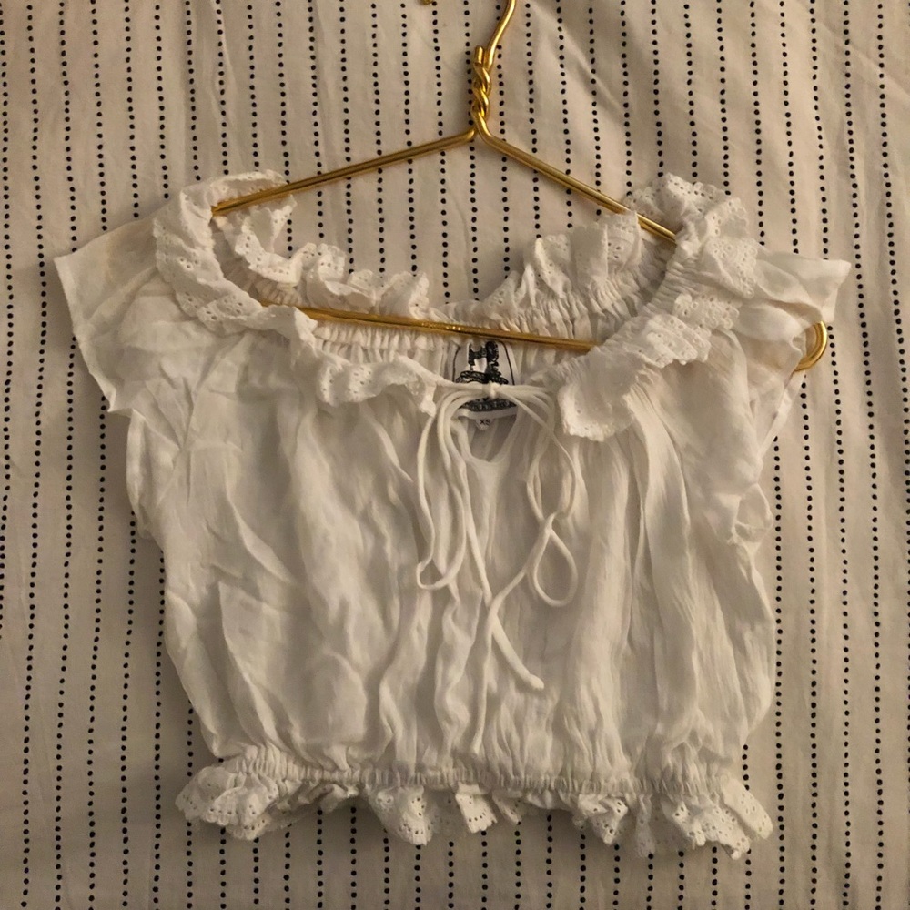 SOLD - Sheer Crop Top with Eyelet Detail
